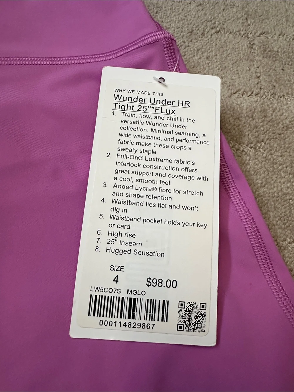 Lululemon Wunder Under HR Tight 25” Flux Magenta Glow 🦄